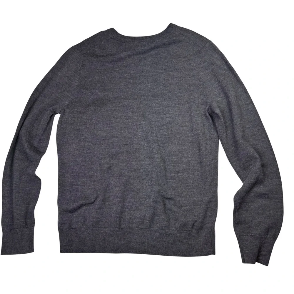 Vintage Merona Mens V Neck Sweater Medium Gray 100% Merino Wool‎  Classic Preppy